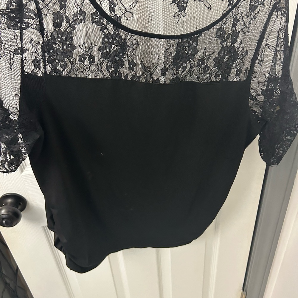 NWOT TAKA black lace blouse.